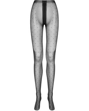 Maison Close Plumetis Glossy Polka Dot Tights - Grey