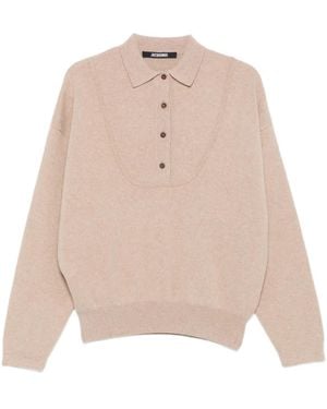 Jacquemus Geknöpfter Pullover mit Polokragen - Natur