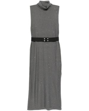 Patrizia Pepe Belted Sequin-Embellished Dress - Grey