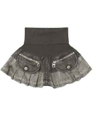 Miss Sixty X Knwls Patchwork Mini Skirt - Gray