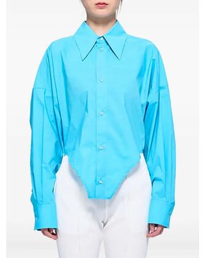 MM6 by Maison Martin Margiela Long-Sleeved Pointed-Hem Shirt - Blue