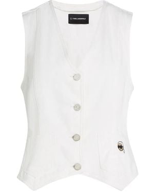 KARL LAGERFELD Ikon Logo-Embroidered Waistcoat - White