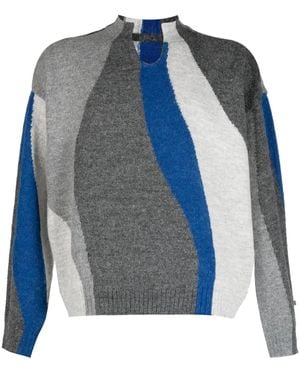 Adererror Brushed-Effect Drop Shoulder Sweater - Blue