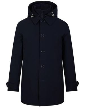 Fursac Hooded Button-Up Parka - Blue