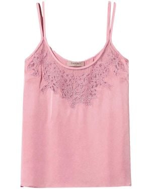 Twinset Embroidered-Detailing Satin Top - Pink