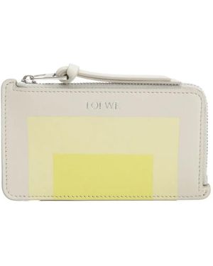 Loewe Inlay-Checkered Leather Card Holder - Yellow