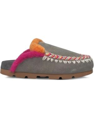 Mou Mules Winter Bio À Détails De Coutures - Gris