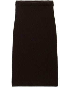 Prada Diamond-Pattern Midi Skirt - Black
