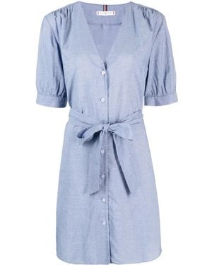 Tommy Hilfiger Striped Belted Shirt Dress - Blue
