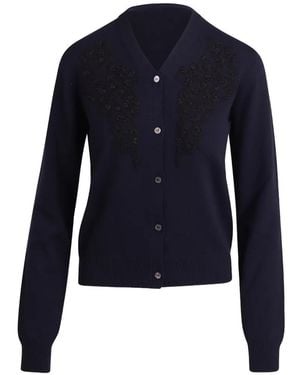 N°21 Bead-Embellished V-Neck Cardigan - Blue