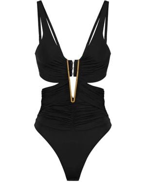 Elisabetta Franchi Drapierter Body Mit Cut-Outs - Schwarz