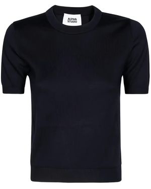 Alpha Studio ラウンドネック Tシャツ - ブラック