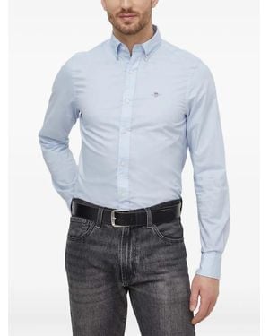 GANT Logo-Embroidered Shirt - Blue