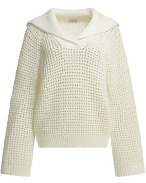 Brunello Cucinelli Pull En Maille Ajourée À Col Marin - Blanc