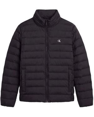Calvin Klein Quilted Logo-Print Jacket - Blue