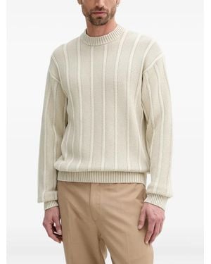 BOSS Ribbed Crew-Neck Jumper - Natural