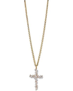 Sydney Evan Cocktail Cross Diamond Necklace - Metallic