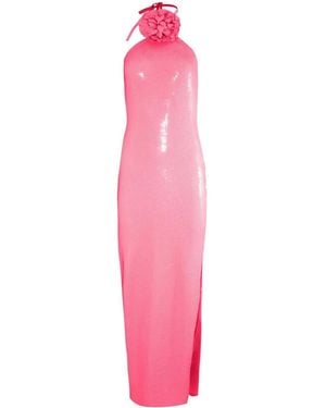 Rodarte Floral-Appliqué Sequined Gown - Pink