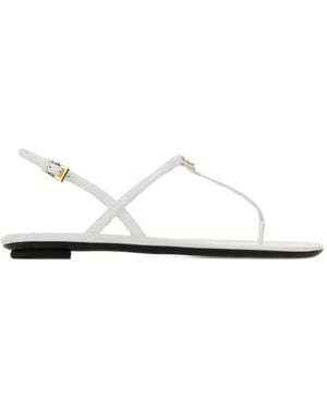 Prada Leather Flat Sandals - White