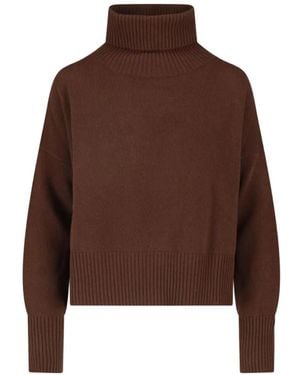 Ma'ry'ya Roll-Neck Knitted Jumper - Brown