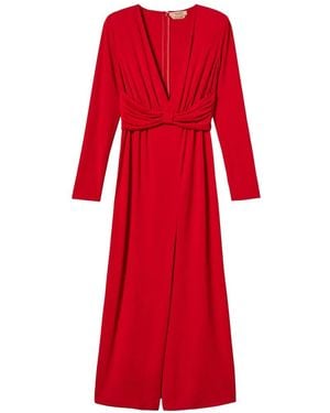 Twinset Long Dress With Draping - Red