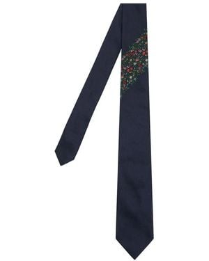 Paul Smith Floral-Print Silk Tie - Blue