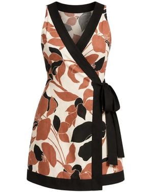 Seafolly Floral-Print Wrap Mini Dress - Black