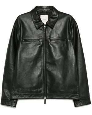 Calvin Klein Zip-Front Leather Jacket - Black