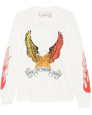 One Of These Days T-Shirt Imprimé À Manches Longues - White