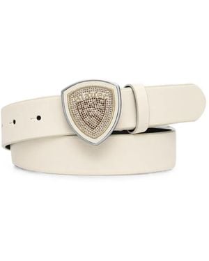 Blauer Crystal-Embellished Shield-Buckle Belt - Natural