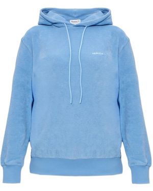 Hunza G Frotte Towelling Hoodie - Blue