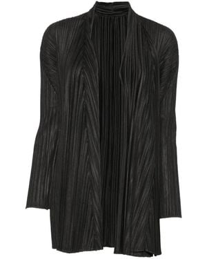 Pleats Please Issey Miyake Veste Plissée À Col Châle - Black