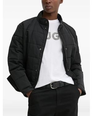 HUGO Logo-Appliqué Quilted Jacket - Black