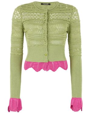 Roberto Cavalli Knit Cardigan With Contrast Details - Green