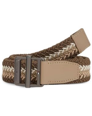 Tommy Hilfiger Braided Horizontal-Stripe Belt - Brown