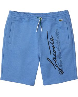 Lacoste Printed Cotton Track Shorts - Blue