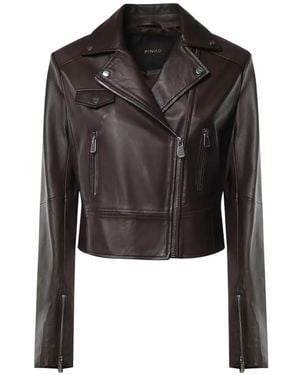 Pinko Lederjacke Im Biker-Style - Schwarz
