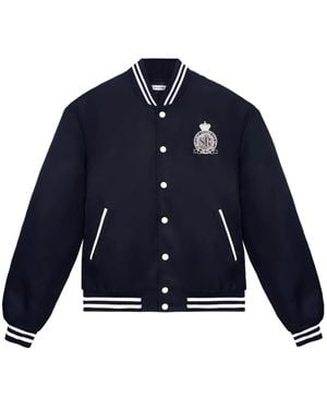 Sporty & Rich Embroidered Satin Varsity Jacket - Blue