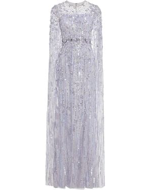 Jenny Packham Ruby Embellished Cape Maxi Dress - White