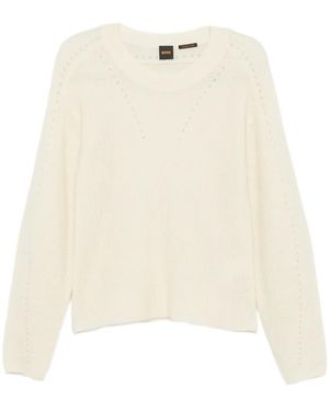 BOSS Pullover Mit Perforiertem Detail - Weiß