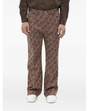 Needles Patterned Belt-Loop Trousers - Brown