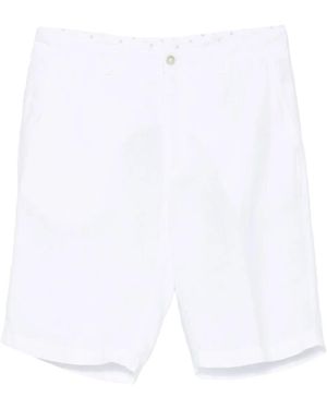 120% Lino Bestickte Shorts Aus Leinen - Weiß