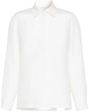 Max Mara Concealed-Button Silk Shirt - White