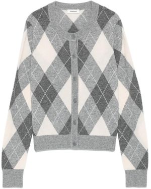 Sandro Argyle-Pattern Cardigan - Grey