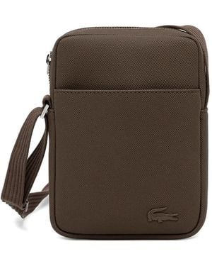 Lacoste Textured Logo Cross Body Bag - Brown