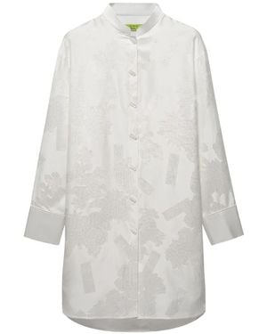 Shanghai Tang Jacquard-Patterned Shirt Dress - White