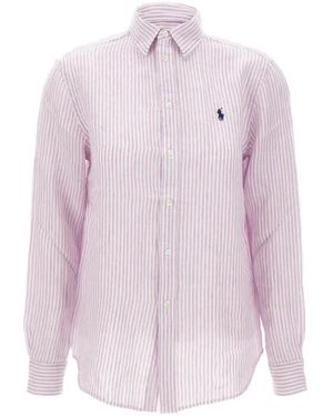 Polo Ralph Lauren Long Sleeve Linen Button-Up Shirt - Pink