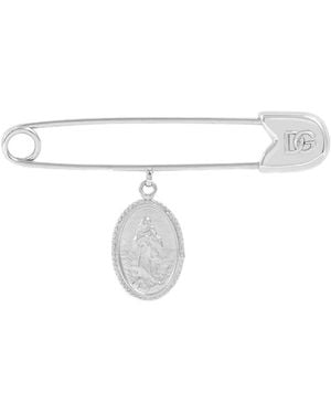 Dolce & Gabbana Charm-Detail Safety Pin - White