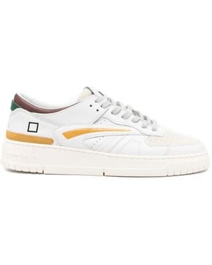 Date Perforated Leather Sneakers - White
