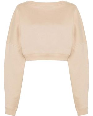 Saint Laurent Cropped Cotton Sweatshirt - Natural